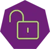 Icon of an unlocked padlock