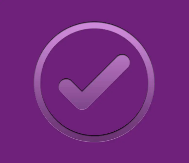 purple tick in a circle